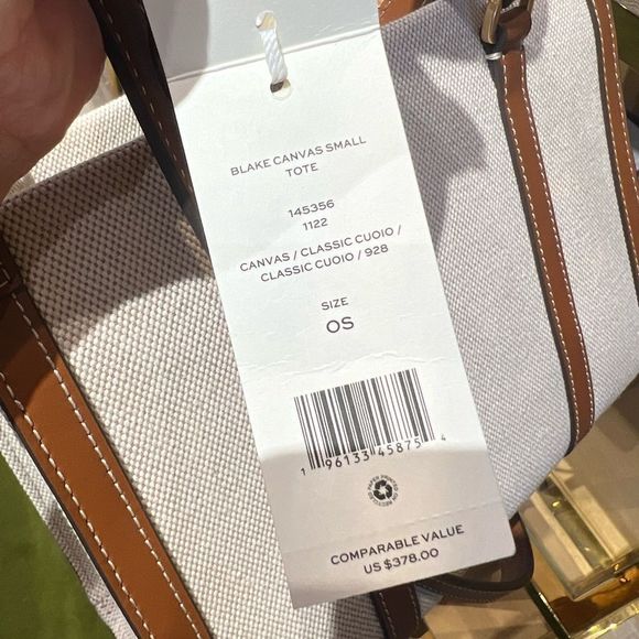 Tory Burch Blake Canvas Small Tote, Canvas / Classic Cuoio, Style 145356 - Picture 7 of 10